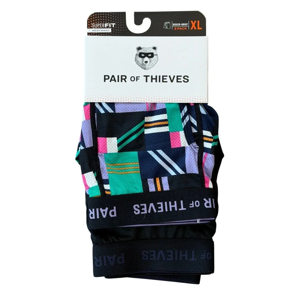 Pair of Thieves SuperFit Boxer Briefs XL Multicolor/Black (2) Pack **NEW**